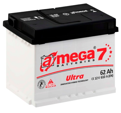Аккумулятор автомобильный A-mega Ultra 62Ah 610A (о.п.)
